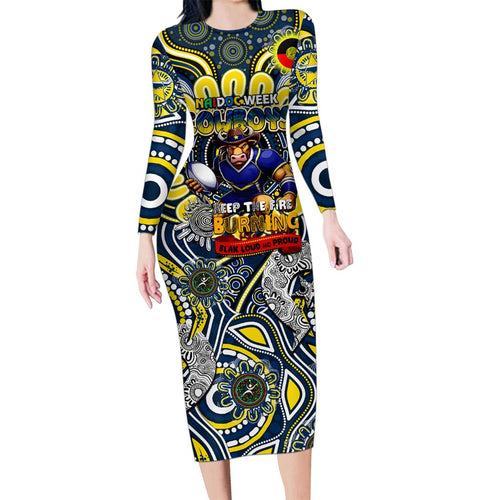 Custom NAIDOC Week 2024 Cowboys Family Matching Long Sleeve Bodycon Dress and Hawaiian Shirt Mascot Rugby