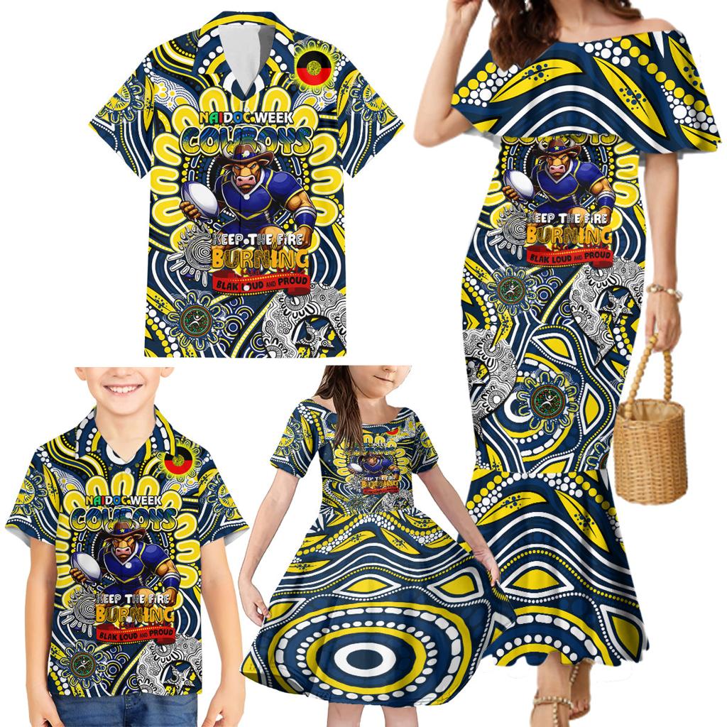 Custom NAIDOC Week 2024 Cowboys Family Matching Mermaid Dress and Hawaiian Shirt Mascot Rugby