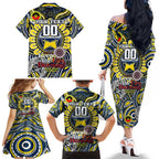 Custom NAIDOC Week 2024 Cowboys Family Matching Off The Shoulder Long Sleeve Dress and Hawaiian Shirt Mascot Rugby