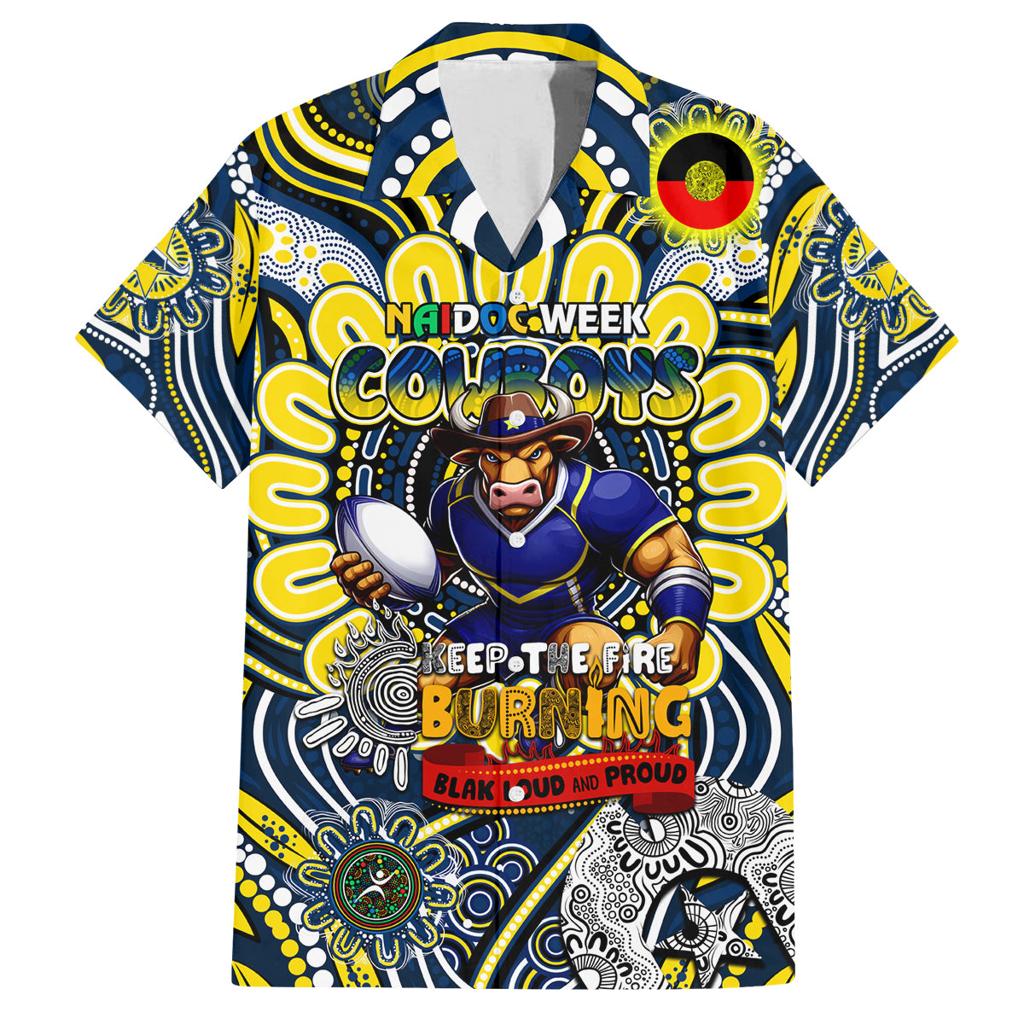 Custom NAIDOC Week 2024 Cowboys Family Matching Off The Shoulder Long Sleeve Dress and Hawaiian Shirt Mascot Rugby