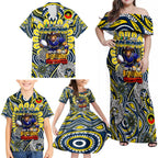 Custom NAIDOC Week 2024 Cowboys Family Matching Off Shoulder Maxi Dress and Hawaiian Shirt Mascot Rugby