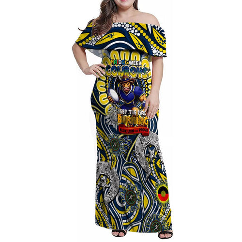 Custom NAIDOC Week 2024 Cowboys Family Matching Off Shoulder Maxi Dress and Hawaiian Shirt Mascot Rugby