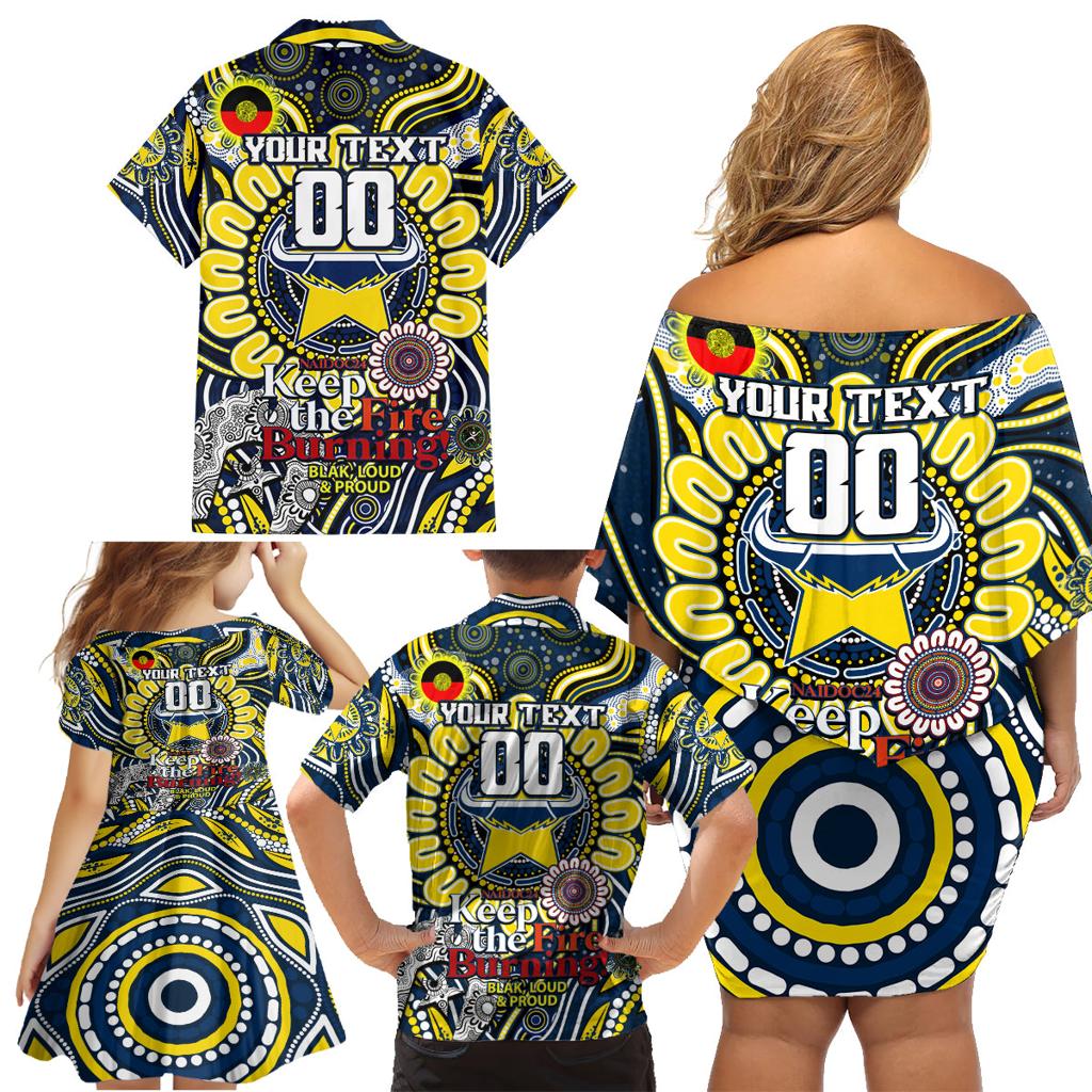 Custom NAIDOC Week 2024 Cowboys Family Matching Off Shoulder Short Dress and Hawaiian Shirt Mascot Rugby