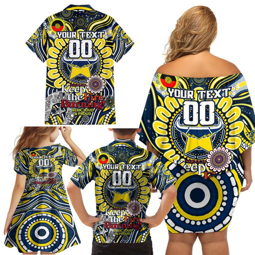 Custom NAIDOC Week 2024 Cowboys Family Matching Off Shoulder Short Dress and Hawaiian Shirt Mascot Rugby