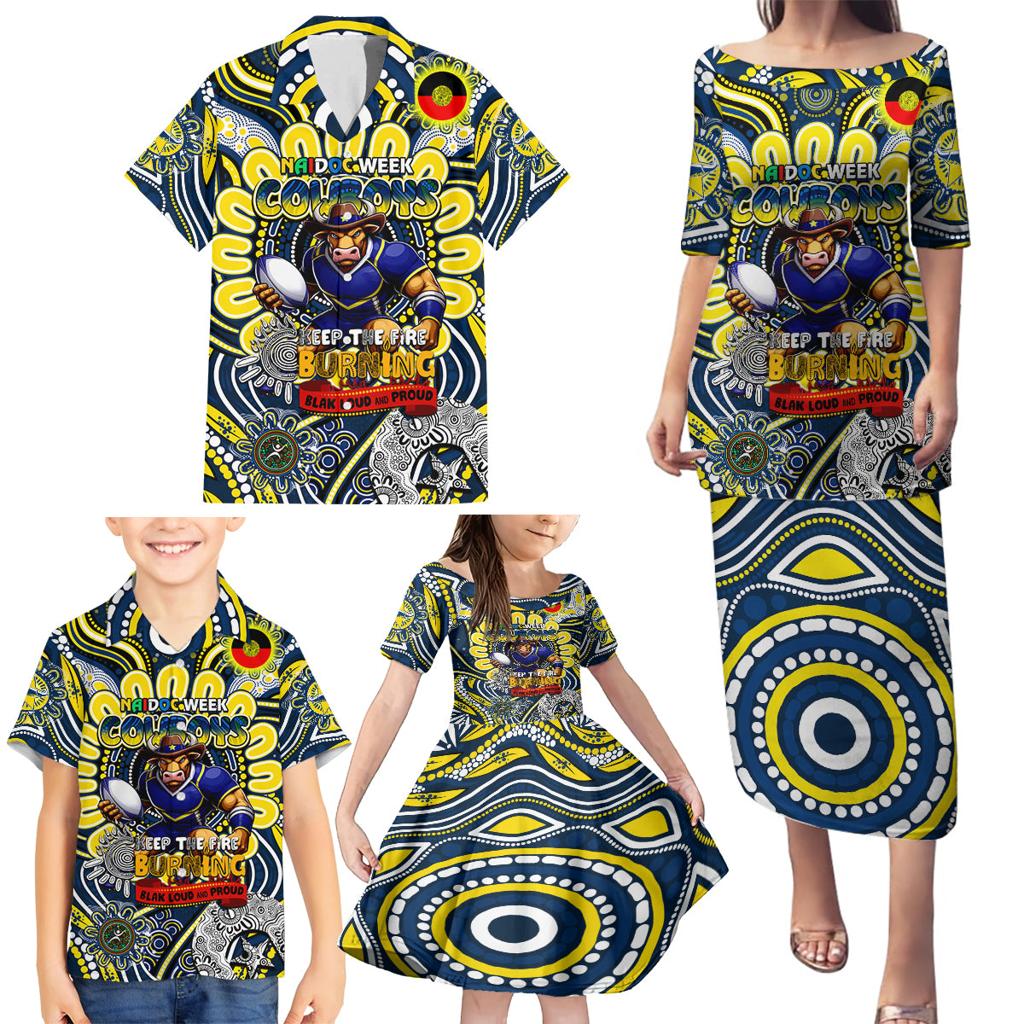 Custom NAIDOC Week 2024 Cowboys Family Matching Puletasi and Hawaiian Shirt Mascot Rugby