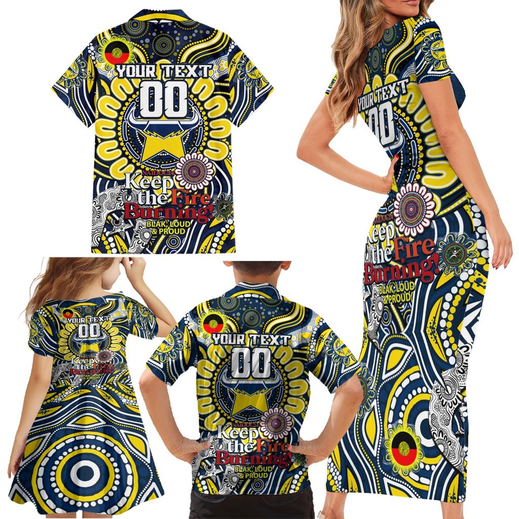 Custom NAIDOC Week 2024 Cowboys Family Matching Short Sleeve Bodycon Dress and Hawaiian Shirt Mascot Rugby