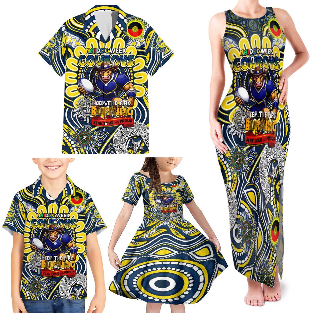 Custom NAIDOC Week 2024 Cowboys Family Matching Tank Maxi Dress and Hawaiian Shirt Mascot Rugby
