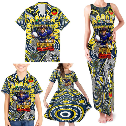 Custom NAIDOC Week 2024 Cowboys Family Matching Tank Maxi Dress and Hawaiian Shirt Mascot Rugby