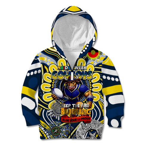 Custom NAIDOC Week 2024 Cowboys Kid Hoodie Mascot Rugby