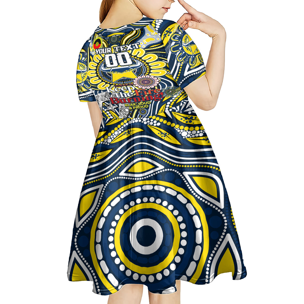 Custom NAIDOC Week 2024 Cowboys Kid Short Sleeve Dress Mascot Rugby