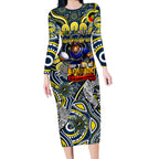 Custom NAIDOC Week 2024 Cowboys Long Sleeve Bodycon Dress Mascot Rugby