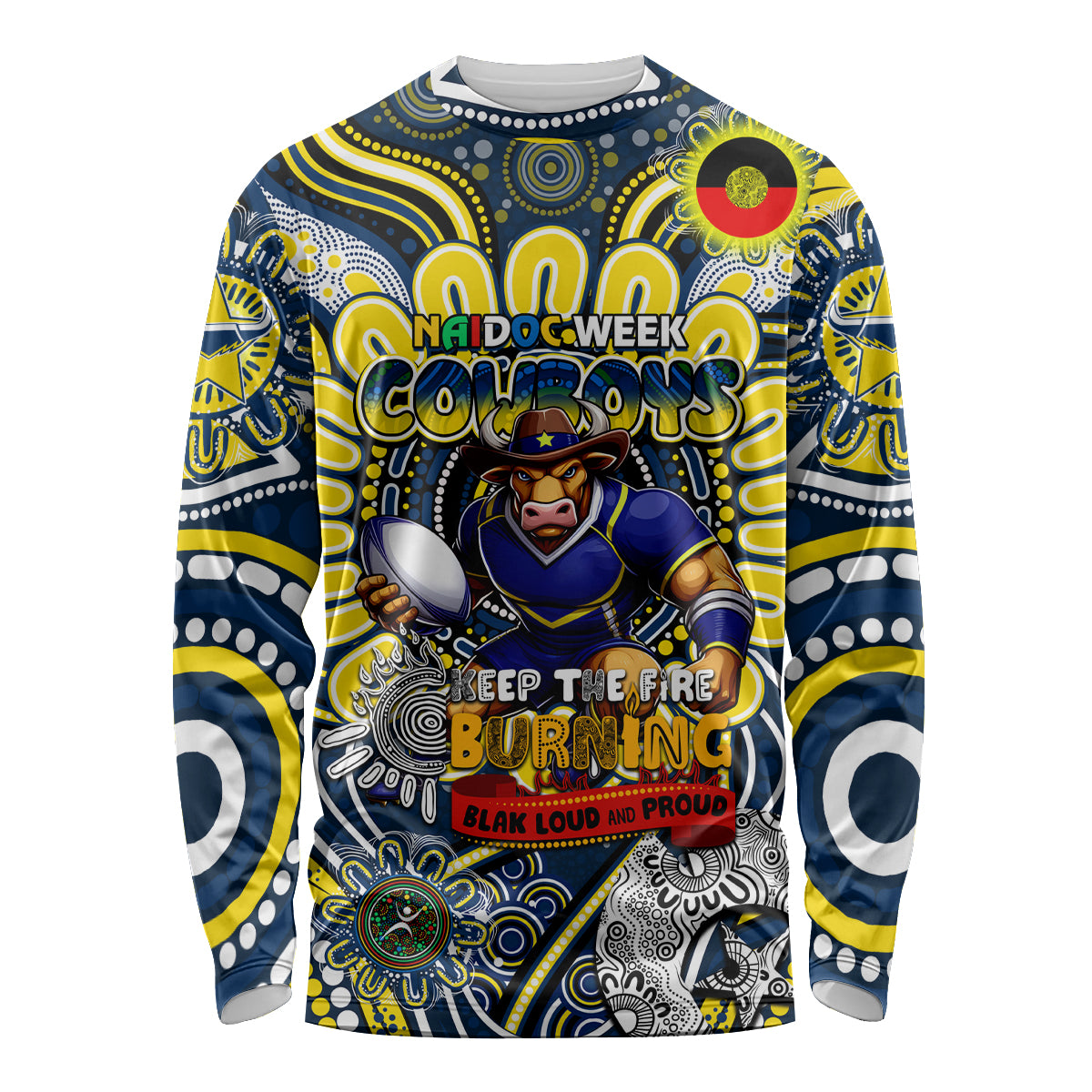 Custom NAIDOC Week 2024 Cowboys Long Sleeve Shirt Mascot Rugby