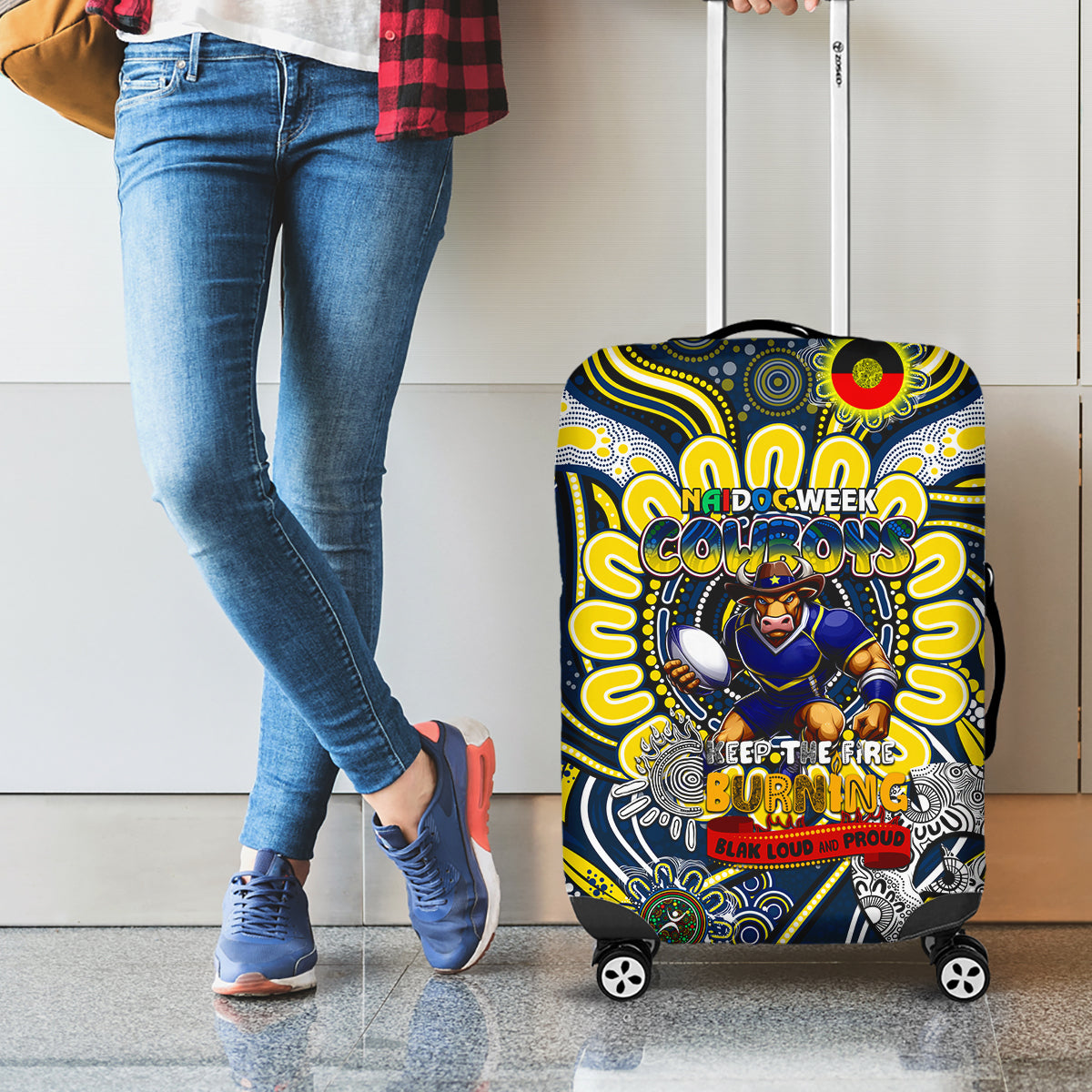 NAIDOC Week 2024 Cowboys Luggage Cover Mascot Rugby