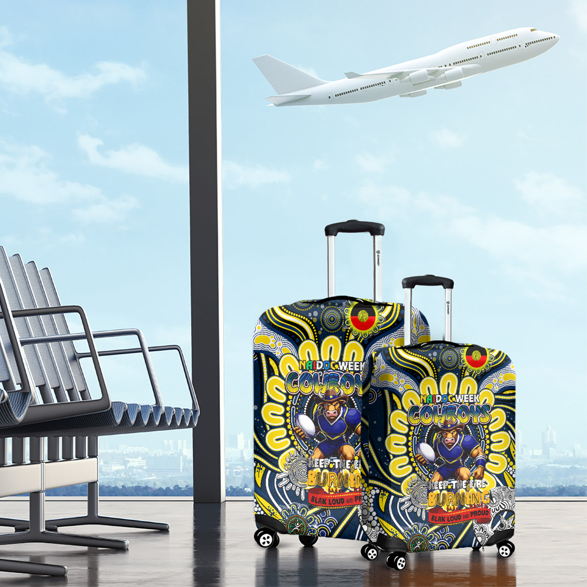 NAIDOC Week 2024 Cowboys Luggage Cover Mascot Rugby