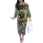 Custom NAIDOC Week 2024 Cowboys Off The Shoulder Long Sleeve Dress Mascot Rugby