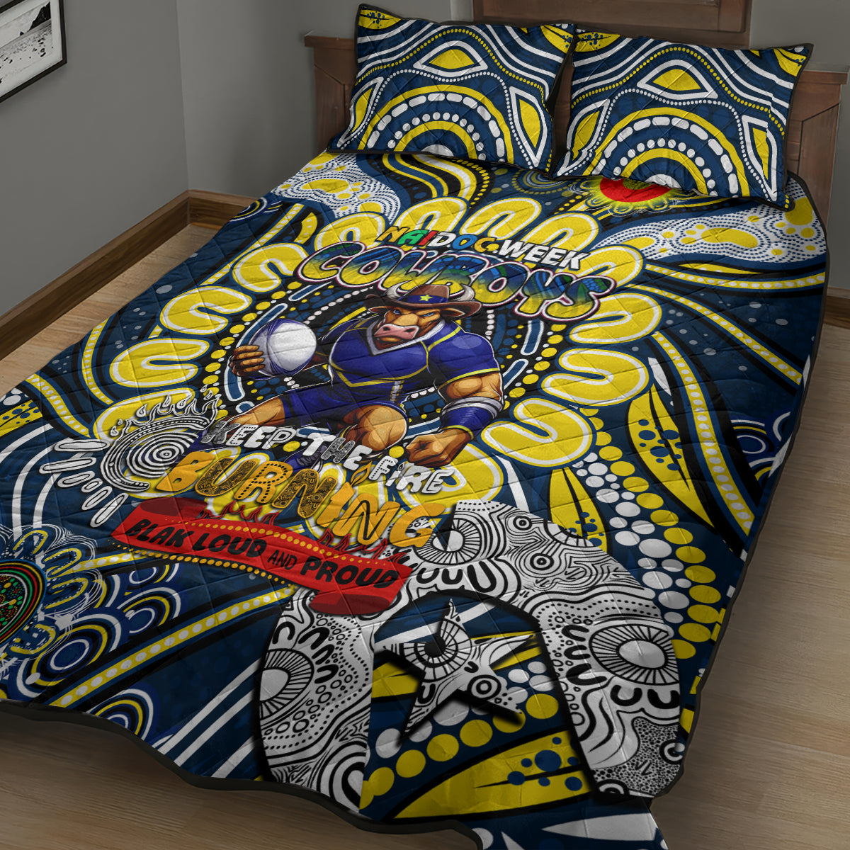 NAIDOC Week 2024 Cowboys Quilt Bed Set Mascot Rugby