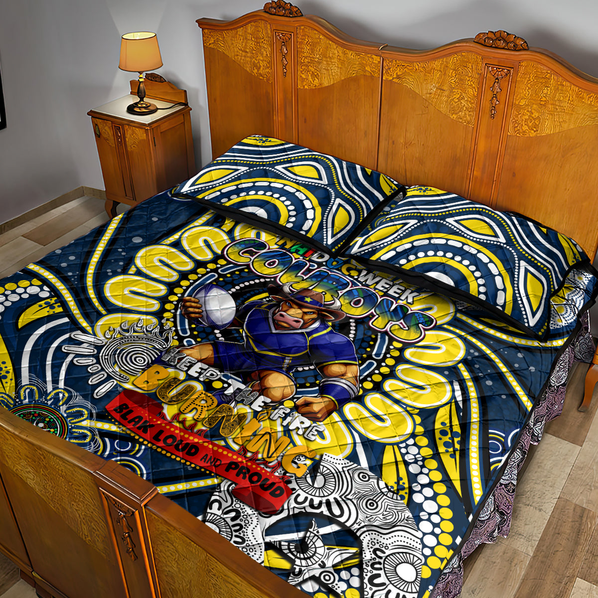 NAIDOC Week 2024 Cowboys Quilt Bed Set Mascot Rugby