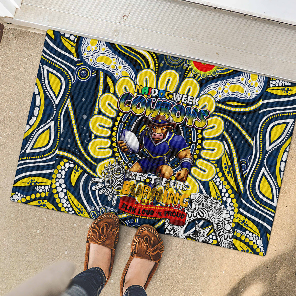 NAIDOC Week 2024 Cowboys Rubber Doormat Mascot Rugby