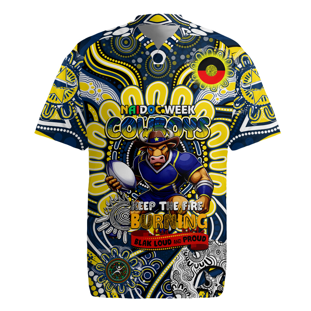 Custom NAIDOC Week 2024 Cowboys Rugby Jersey Mascot Rugby