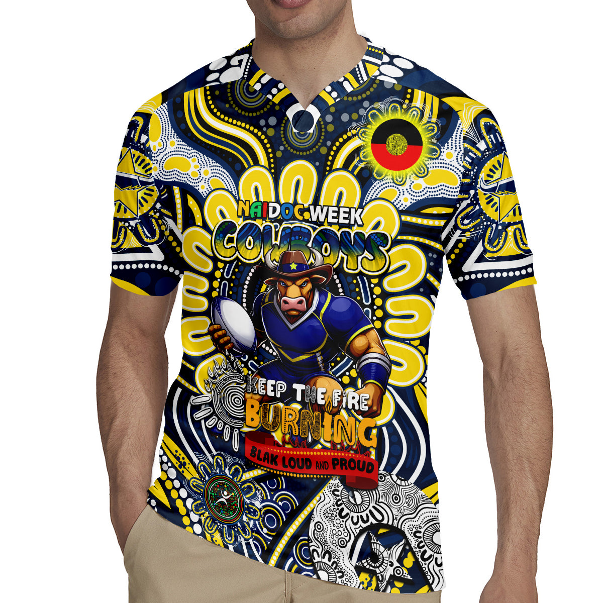 Custom NAIDOC Week 2024 Cowboys Rugby Jersey Mascot Rugby