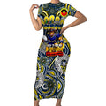 Custom NAIDOC Week 2024 Cowboys Short Sleeve Bodycon Dress Mascot Rugby