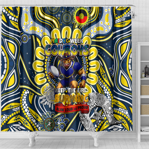 NAIDOC Week 2024 Cowboys Shower Curtain Mascot Rugby
