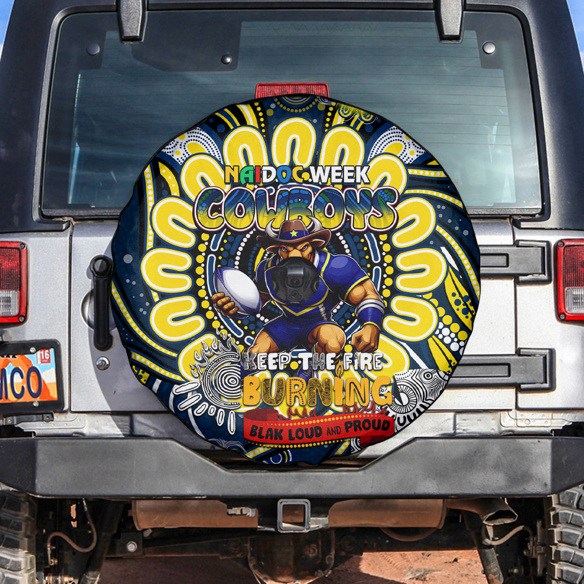 NAIDOC Week 2024 Cowboys Spare Tire Cover Mascot Rugby
