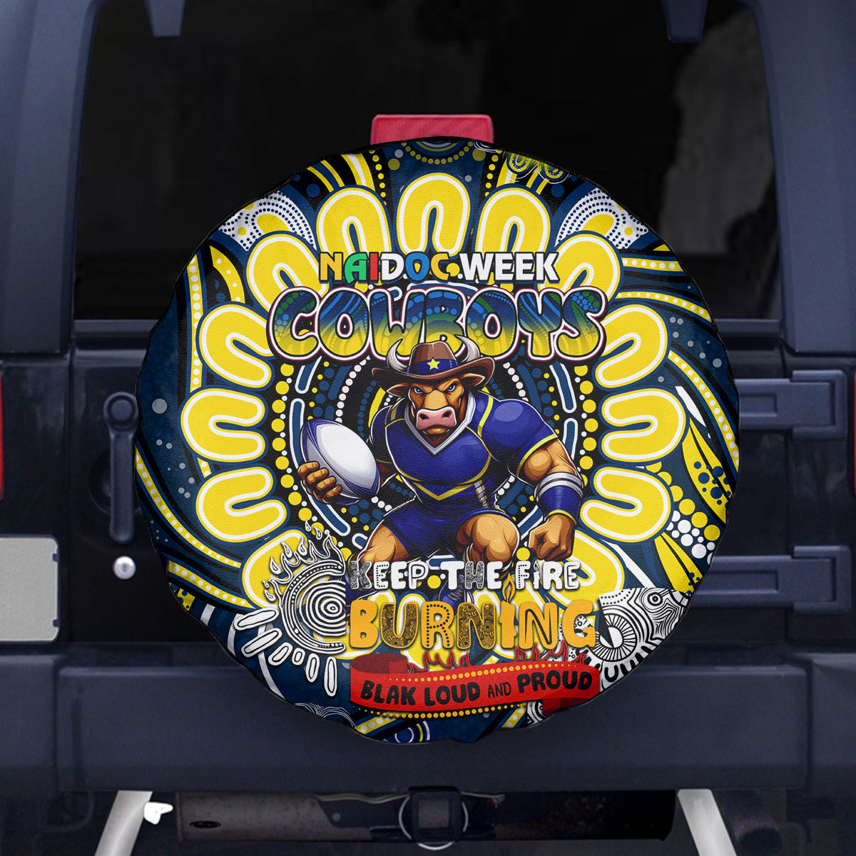 NAIDOC Week 2024 Cowboys Spare Tire Cover Mascot Rugby