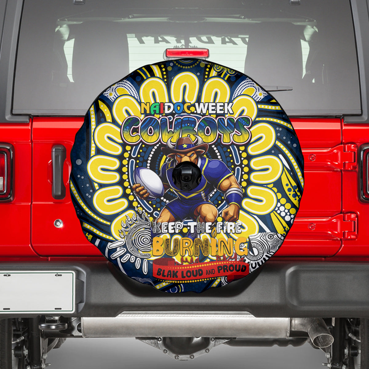 NAIDOC Week 2024 Cowboys Spare Tire Cover Mascot Rugby