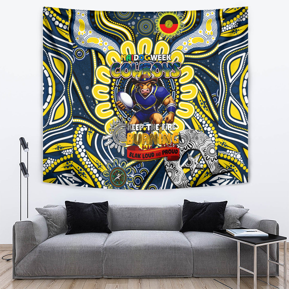 NAIDOC Week 2024 Cowboys Tapestry Mascot Rugby