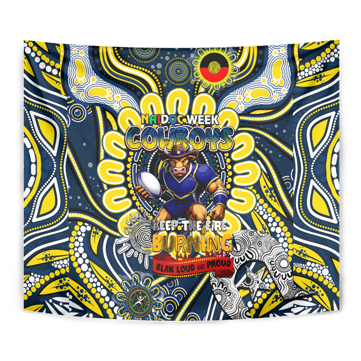 NAIDOC Week 2024 Cowboys Tapestry Mascot Rugby