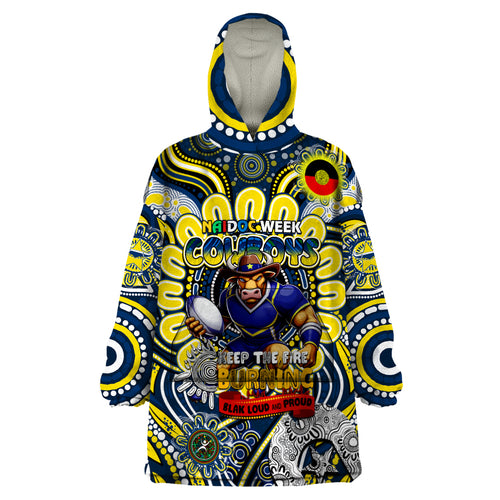 Custom NAIDOC Week 2024 Cowboys Wearable Blanket Hoodie Mascot Rugby