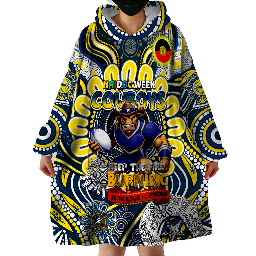 Custom NAIDOC Week 2024 Cowboys Wearable Blanket Hoodie Mascot Rugby