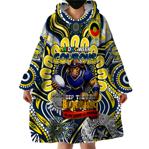 Custom NAIDOC Week 2024 Cowboys Wearable Blanket Hoodie Mascot Rugby