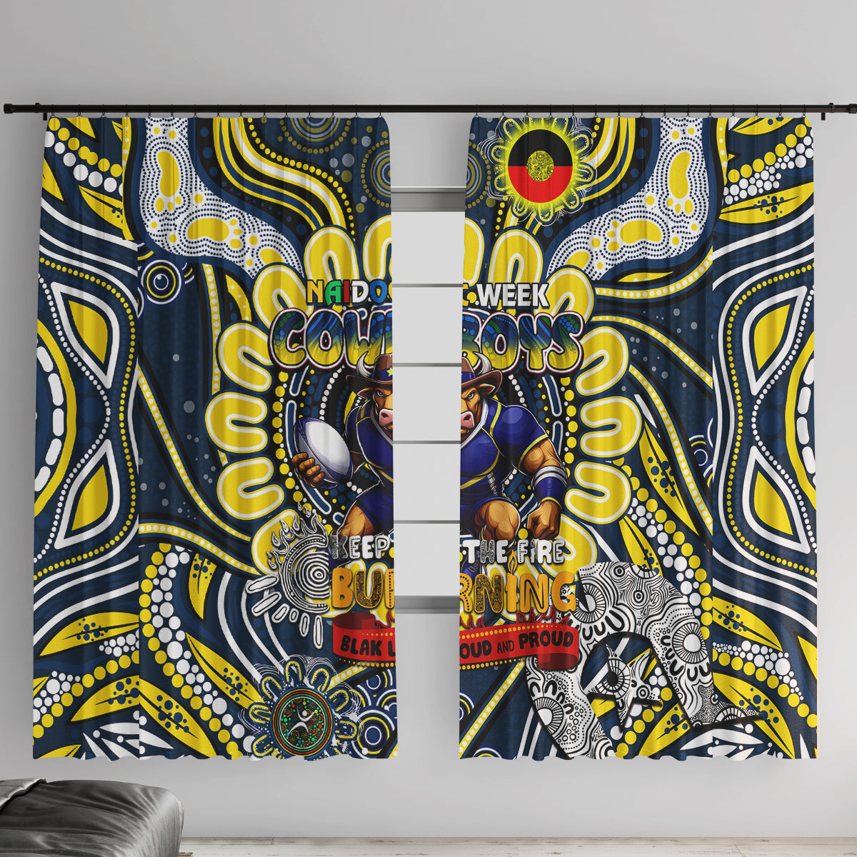 NAIDOC Week 2024 Cowboys Window Curtain Mascot Rugby