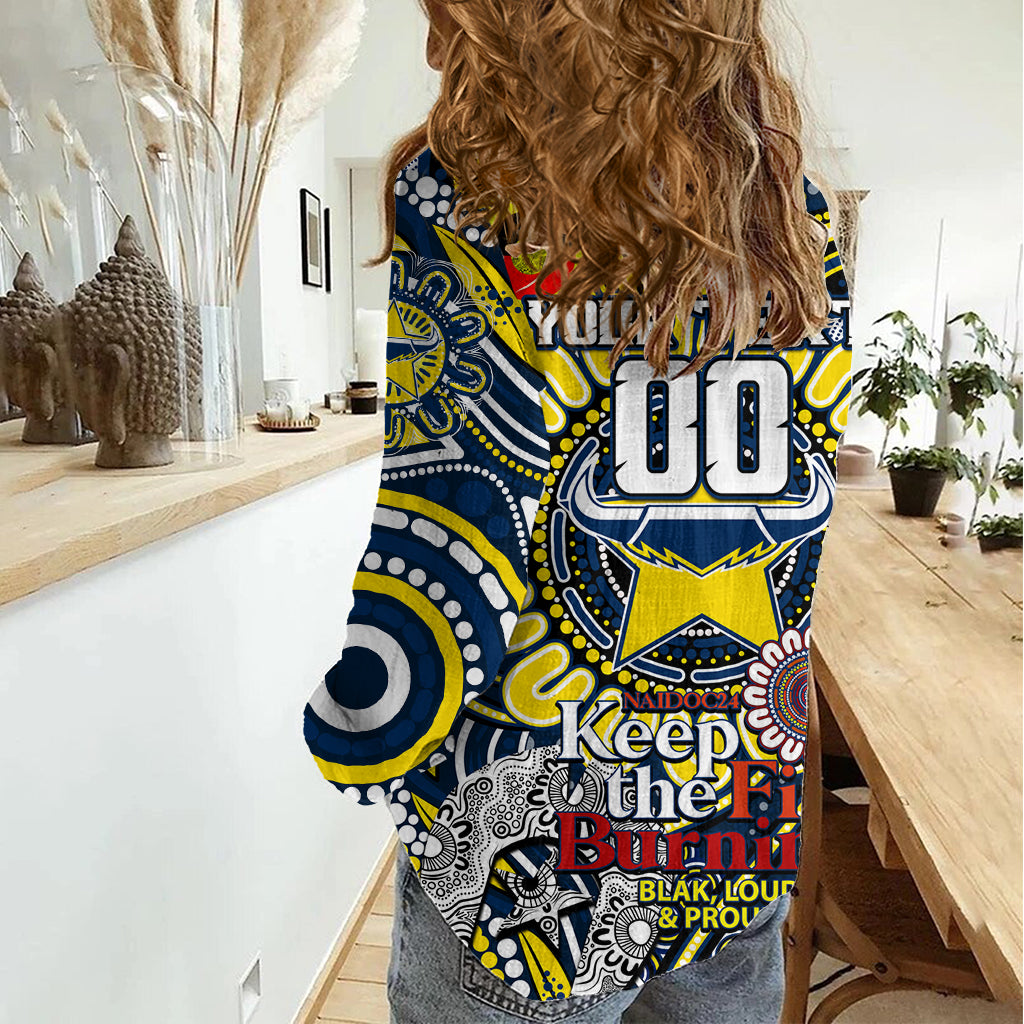 Custom NAIDOC Week 2024 Cowboys Women Casual Shirt Mascot Rugby