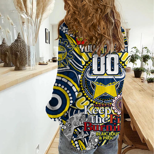 Custom NAIDOC Week 2024 Cowboys Women Casual Shirt Mascot Rugby