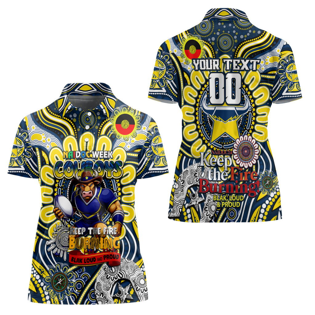 Custom NAIDOC Week 2024 Cowboys Women Polo Shirt Mascot Rugby