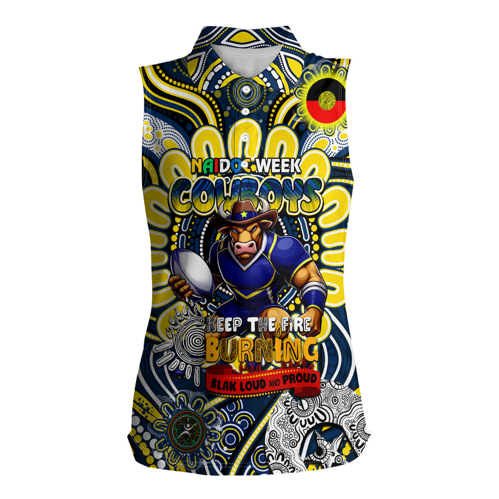 Custom NAIDOC Week 2024 Cowboys Women Sleeveless Polo Shirt Mascot Rugby