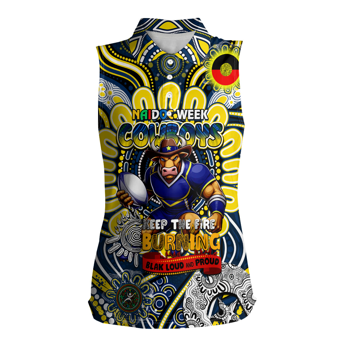 Custom NAIDOC Week 2024 Cowboys Women Sleeveless Polo Shirt Mascot Rugby