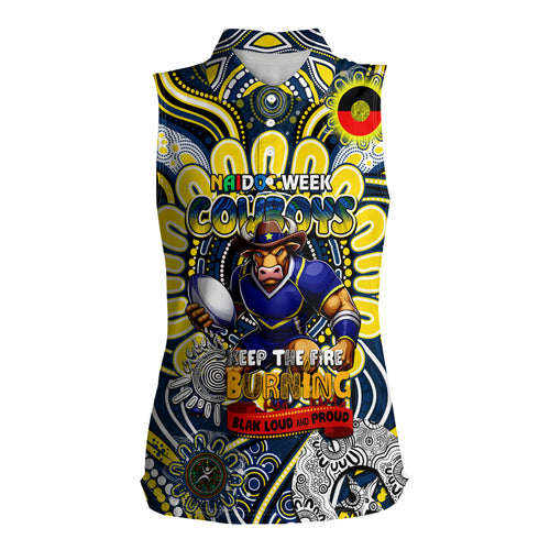 Custom NAIDOC Week 2024 Cowboys Women Sleeveless Polo Shirt Mascot Rugby