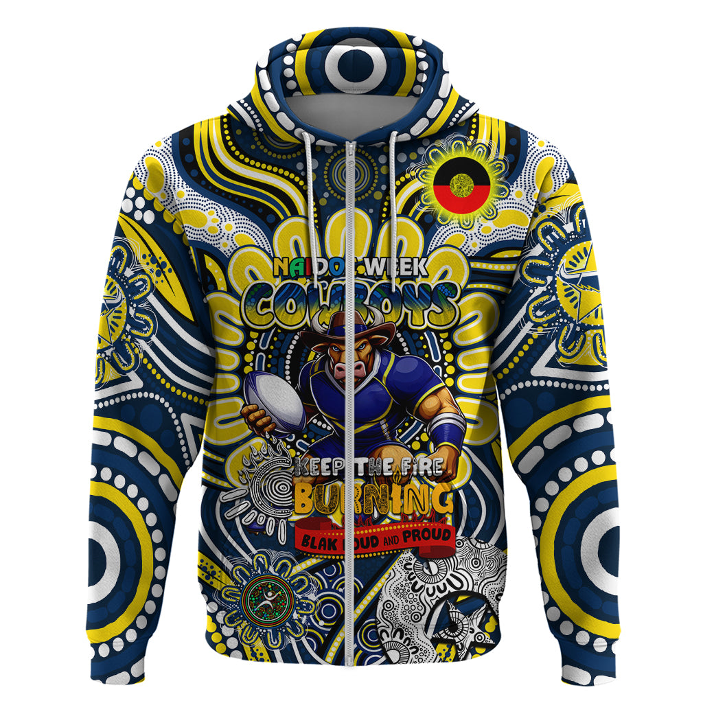 Custom NAIDOC Week 2024 Cowboys Zip Hoodie Mascot Rugby
