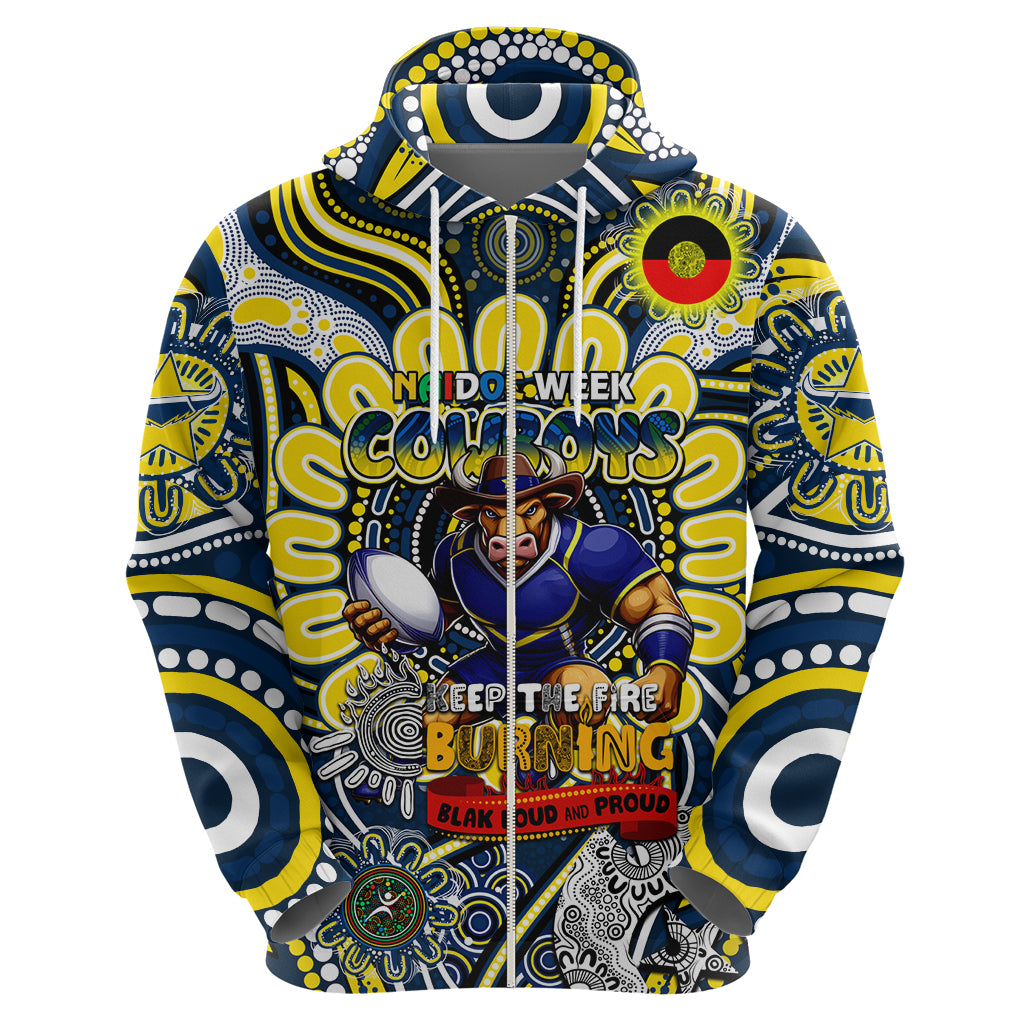 Custom NAIDOC Week 2024 Cowboys Zip Hoodie Mascot Rugby