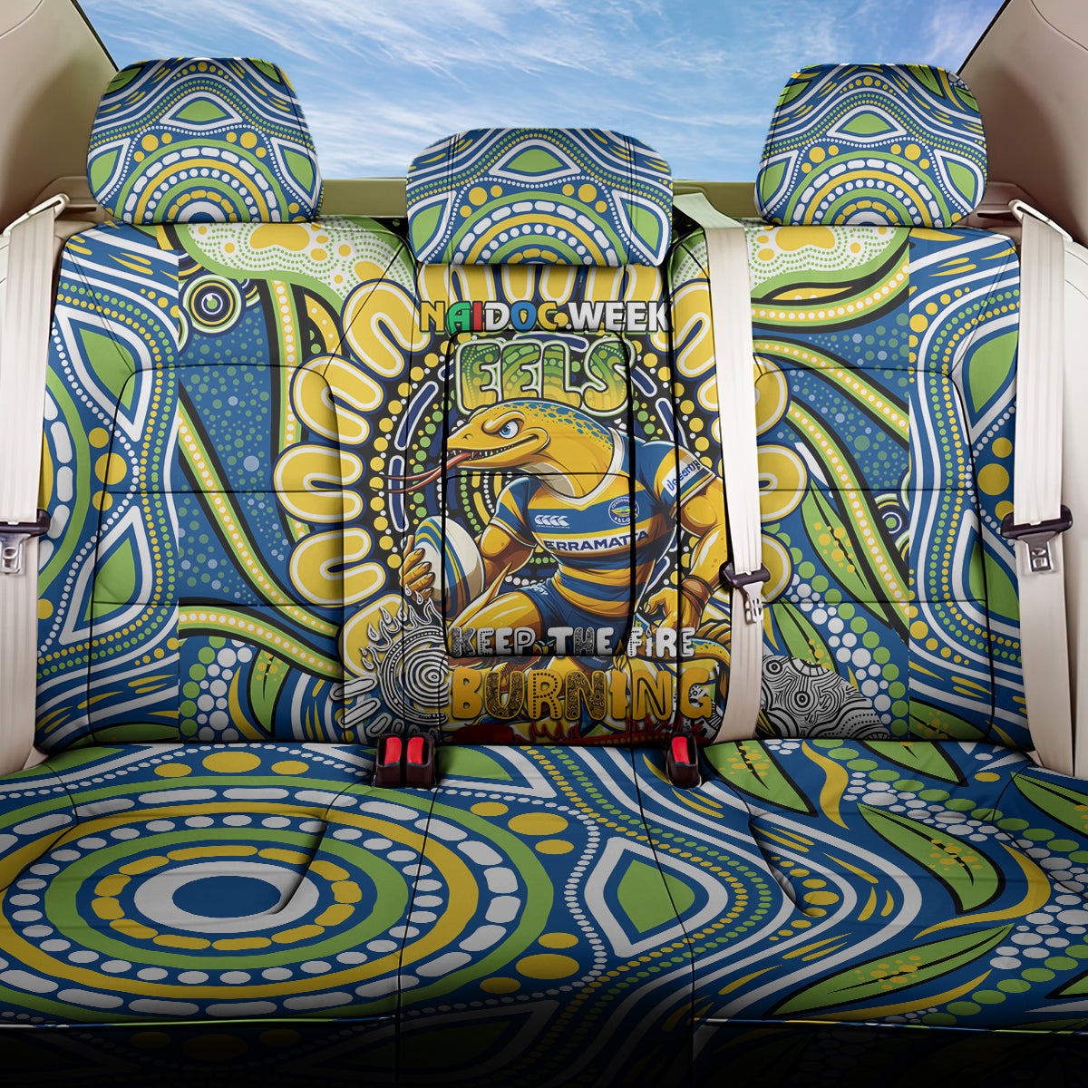 NAIDOC Week 2024 Eels Back Car Seat Cover Mascot Rugby