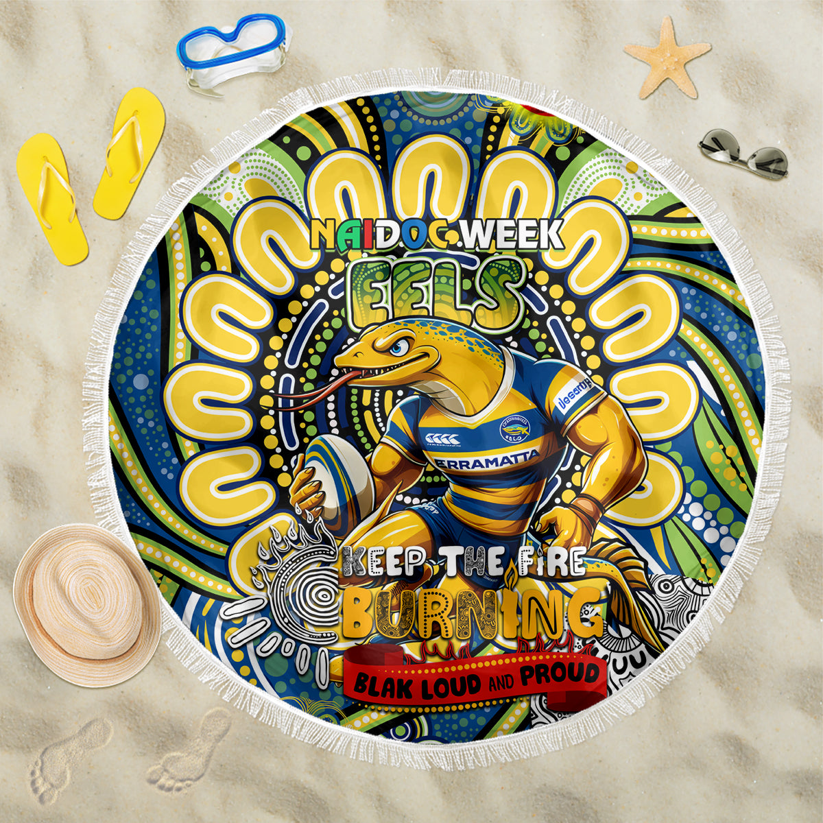 NAIDOC Week 2024 Eels Beach Blanket Mascot Rugby