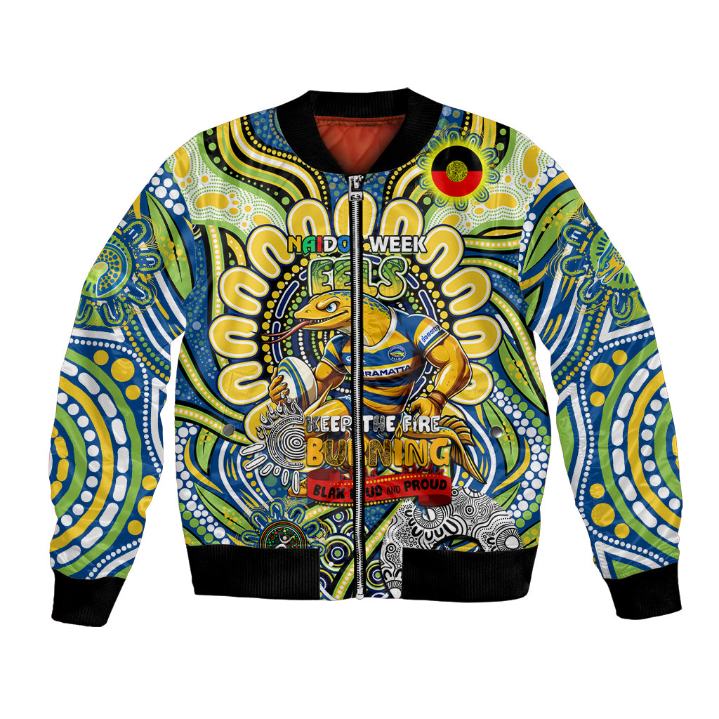 Custom NAIDOC Week 2024 Eels Bomber Jacket Mascot Rugby