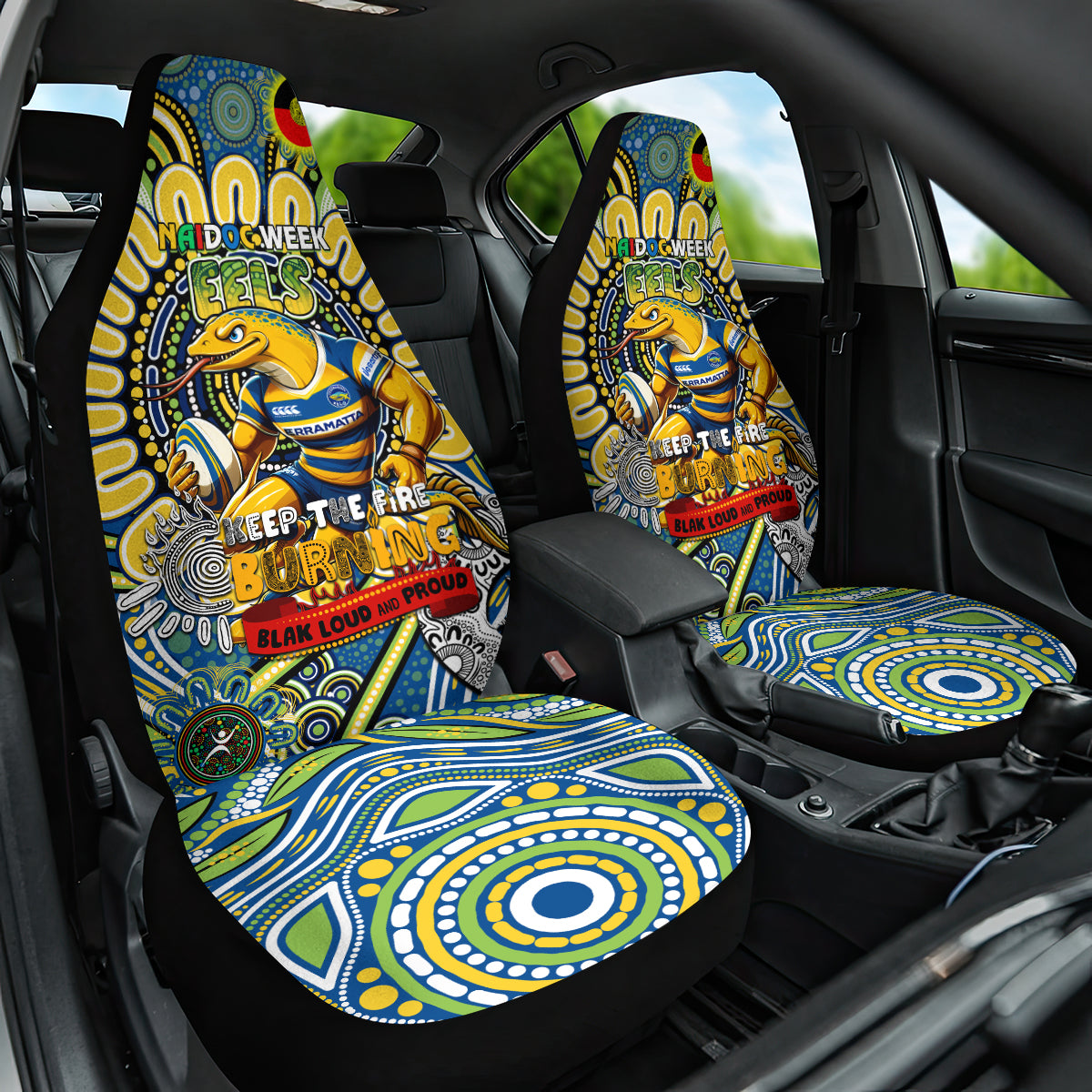 NAIDOC Week 2024 Eels Car Seat Cover Mascot Rugby