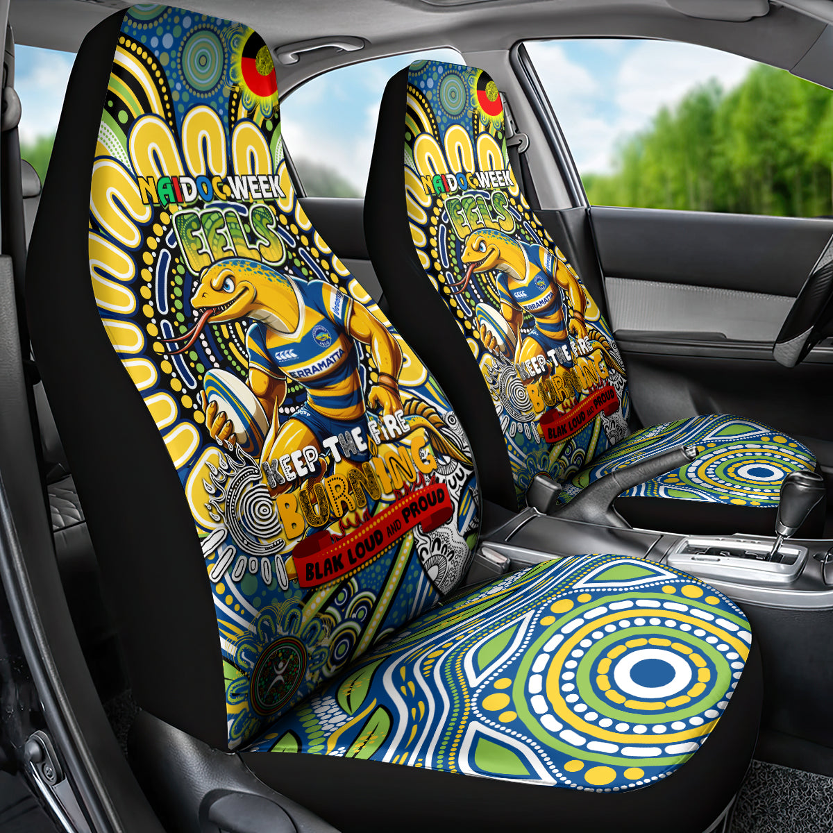 NAIDOC Week 2024 Eels Car Seat Cover Mascot Rugby