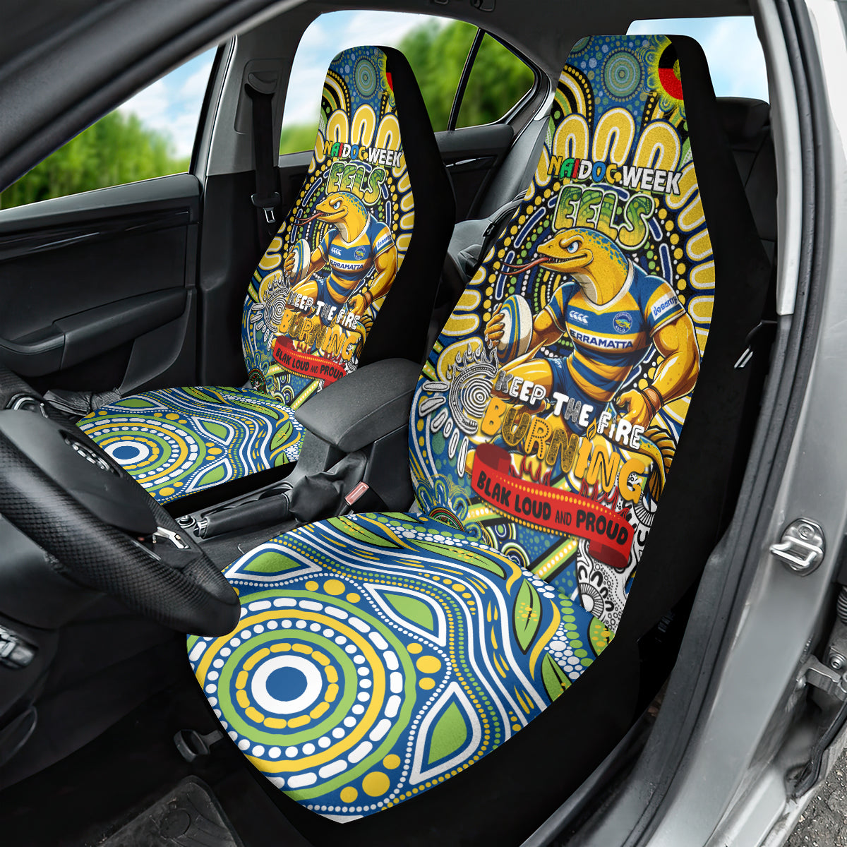NAIDOC Week 2024 Eels Car Seat Cover Mascot Rugby