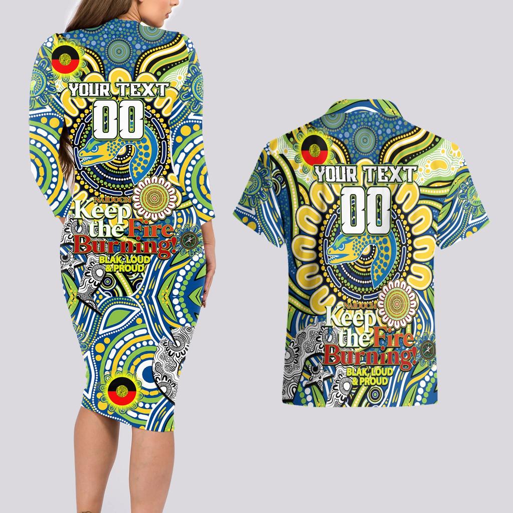Custom NAIDOC Week 2024 Eels Couples Matching Long Sleeve Bodycon Dress and Hawaiian Shirt Mascot Rugby